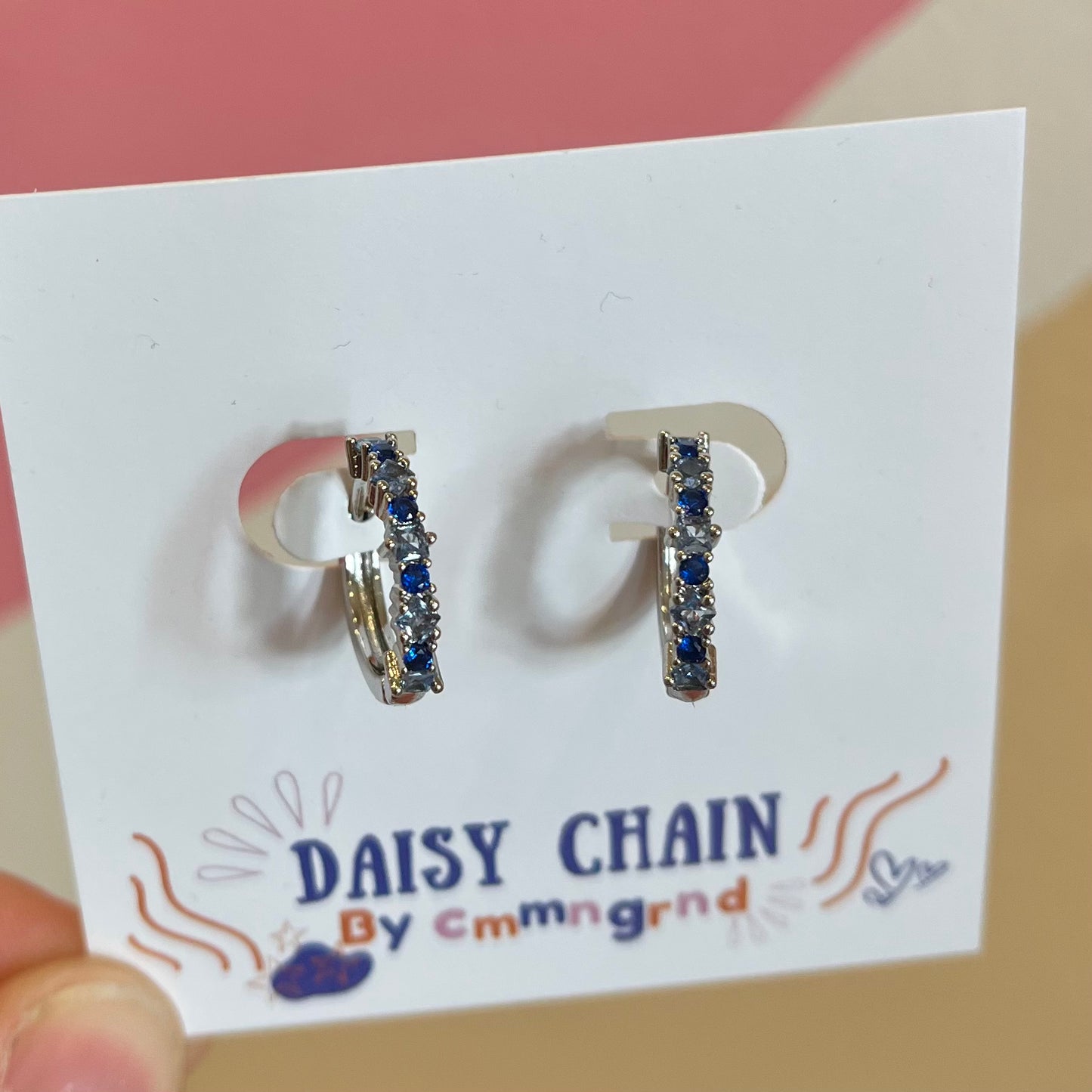 Daisy Chain - Cluster Blue stone earrings
