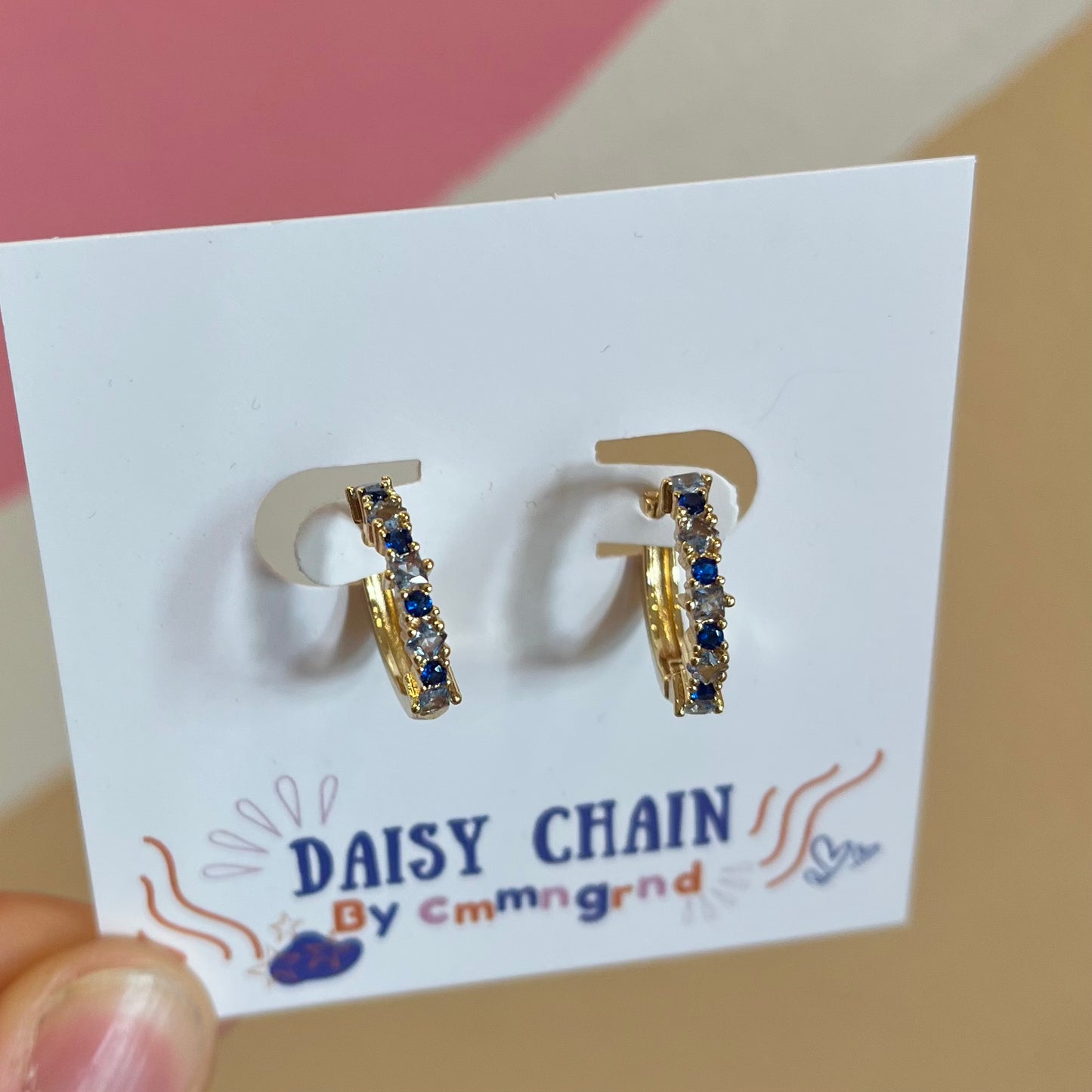 Daisy Chain - Cluster Blue stone earrings